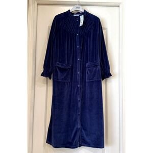NWT National Velour Housecoat Crushed Velvet Purple Snap Cottage Granny Sz XL?